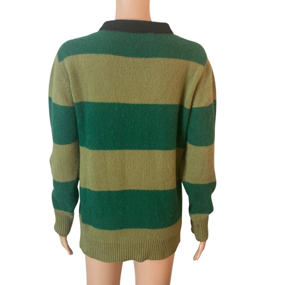 The Elder Statesman Sweater Mens Small 100% Cashmere Green Striped - Picture 2 of 11